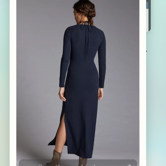 Anthropologie NWT Tie-Front MIDI Black Dress Size S. - Picture 7 of 15